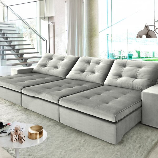 Sofá Retrátil E Reclinável 3 Lugares Mahal Yescasa Cinza