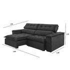 Sofá Retrátil E Reclinável 3 Lugares Marrocos  Preto