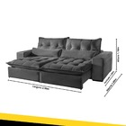 Sofá Retrátil E Reclinável 3 Lugares Máximo Suede Cinza 2,30