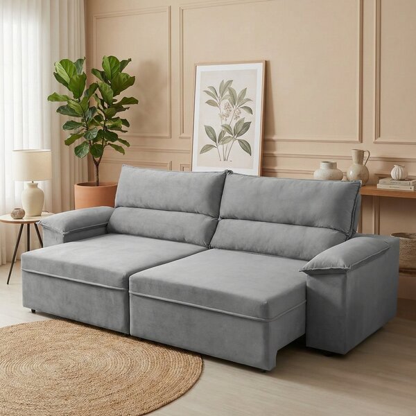 Sofá Retrátil E Reclinável 3 Lugares Molas Ensacadas 200cm Ve