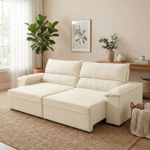 Sofá Retrátil E Reclinável 3 Lugares Molas Ensacadas 200cm Ve