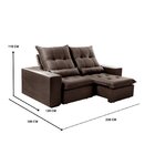 Sofá Retrátil E Reclinável 3 Lugares Platina Suede Marrom