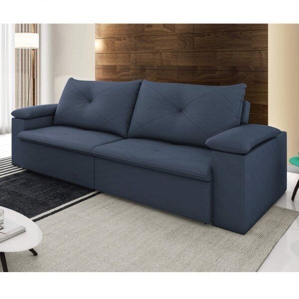 Sofá Retrátil E Reclinável 3 Lugares Tico Com Porta Copos  Az