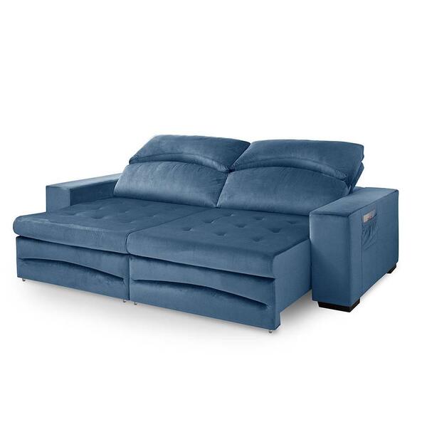 Sofa Retratil E Reclinavel 3 Lugares Veneza Azul A92