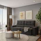 Sofá Retrátil E Reclinável 3 Lugares Zafira Suede Cinza