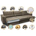 Sofá Retrátil E Reclinável 4,12m Com Molas Ensacadas Cama Inb