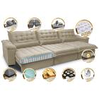 Sofá Retrátil E Reclinável 4,12m Com Molas Ensacadas Cama Inb