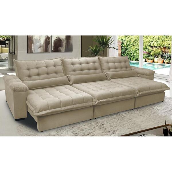 Sofá Retrátil E Reclinável 4,12m Com Molas Ensacadas Cama Inb