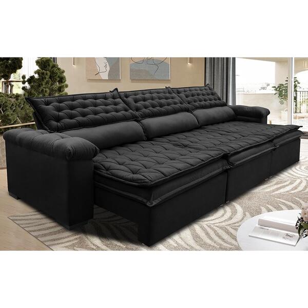 Sofá Retrátil E Reclinável 4,12m Molas Ensacadas Cama Inbox B