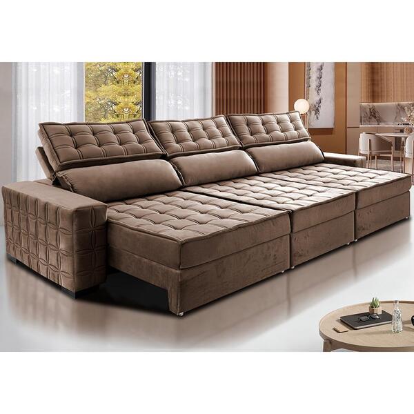 Sofá Retrátil E Reclinável 4,15m Cama Inbox Big Star Com Soft