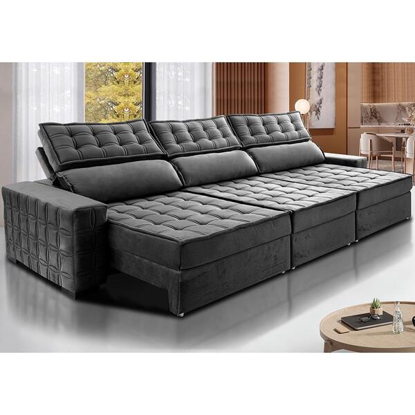 Sofá Retrátil E Reclinável 4,15m Cama Inbox Big Star Com Soft