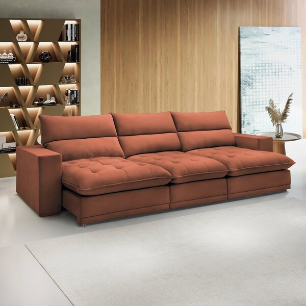 Sofá Retrátil E Reclinável 410cm Martinho Boucle Terracota