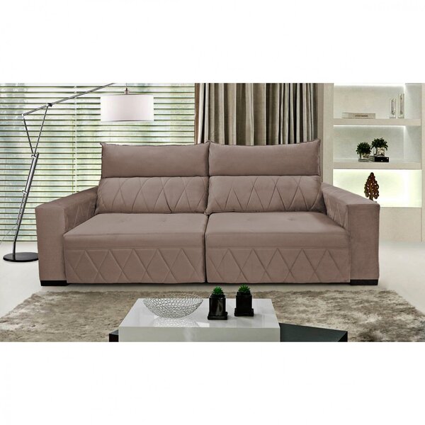 Sofá Retrátil E Reclinável 4 Lugares 2,30m Ellen  Bege