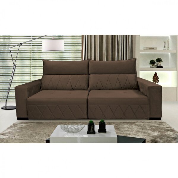 Sofá Retrátil E Reclinável 4 Lugares 2,30m Ellen  Marrom