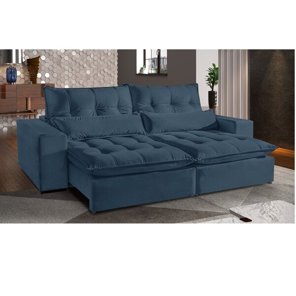 Sofá Retrátil E Reclinável 4 Lugares 2,30m Londres  Azul