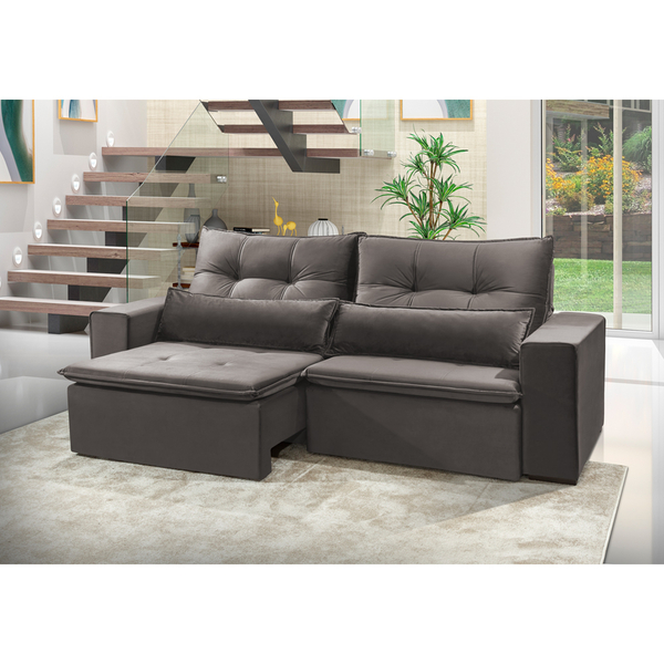 Sofá Retrátil E Reclinável 4 Lugares 2,30m Perola - Suede Cin