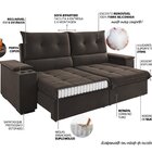 Sofá Retrátil E Reclinável 4 Lugares 2,3m Veludo Horus Bombom