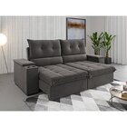 Sofá Retrátil E Reclinável 4 Lugares 2,3m Veludo Horus Grafite