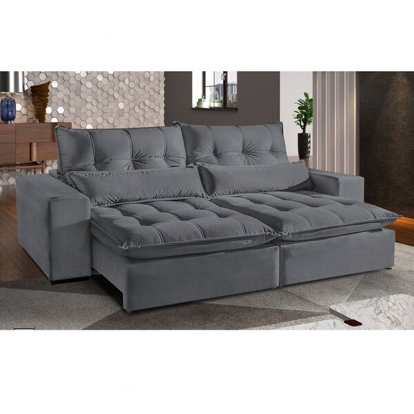 Sofá Retrátil E Reclinável 4 Lugares 2,50m Londres  Grafite