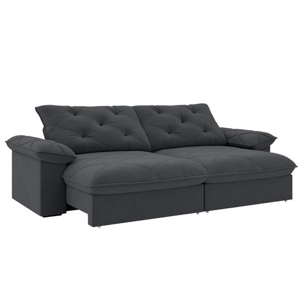 Sofá Retrátil E Reclinável 4 Lugares 2,60m Slim Amsterdã Cinza