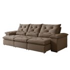 Sofá Retrátil E Reclinável 4 Lugares 2,70m Suede Bege Londres