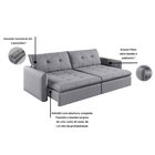 Sofá Retrátil E Reclinável 4 Lugares 200cm Braga Cinza