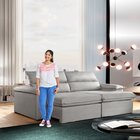 Sofá Retrátil E Reclinável 4 Lugares 220cm Vanilla  Veludo Ci