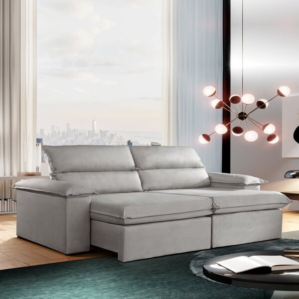 Sofá Retrátil E Reclinável 4 Lugares 220cm Vanilla  Veludo Ci