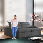 Sofá Retrátil E Reclinável 4 Lugares 220cm Vanilla  Veludo Gr