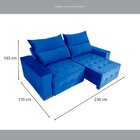 Sofá Retrátil E Reclinável 4 Lugares 230 Cm Itália Azul Marin
