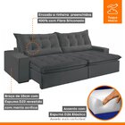 Sofá Retrátil E Reclinável 4 Lugares 230cm Bérgamo  Veludo Gr