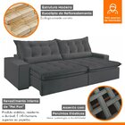 Sofá Retrátil E Reclinável 4 Lugares 230cm Bérgamo  Veludo Gr