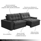 Sofá Retrátil E Reclinável 4 Lugares 230cm Tartt Veludo Grafi