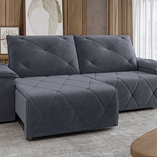 Sofá Retrátil E Reclinável 4 Lugares 230cm Texas Chumbo