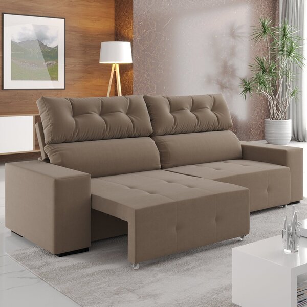 Sofá Retrátil E Reclinável 4 Lugares 230cm Veludo Salvador  T