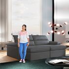 Sofá Retrátil E Reclinável 4 Lugares 240cm Vanilla  Veludo Gr