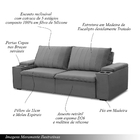 Sofá Retrátil E Reclinável 4 Lugares 245cm Kent Porta Copos N