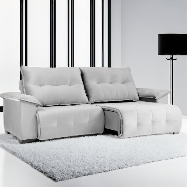 Sofá Retrátil E Reclinável 4 Lugares 250 Cm Maserati Prata