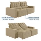 Sofá Retrátil E Reclinável 4 Lugares 250cm Embaúba Extra Cabe