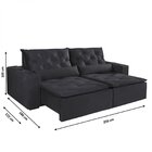 Sofá Retrátil E Reclinável 4 Lugares 250cm Macaé  Preto