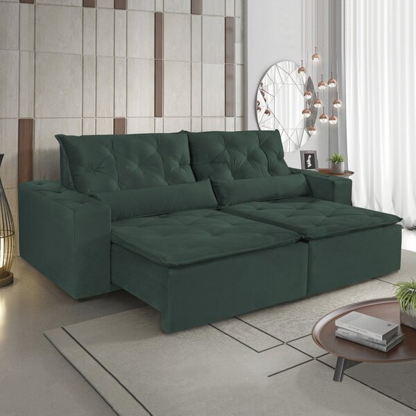 Sofá Retrátil E Reclinável 4 Lugares 250cm Macaé  Verde