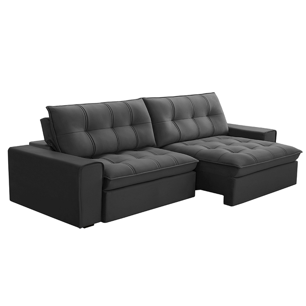 Sofá Retrátil E Reclinável 4 Lugares 250cm Tartt Veludo Grafi