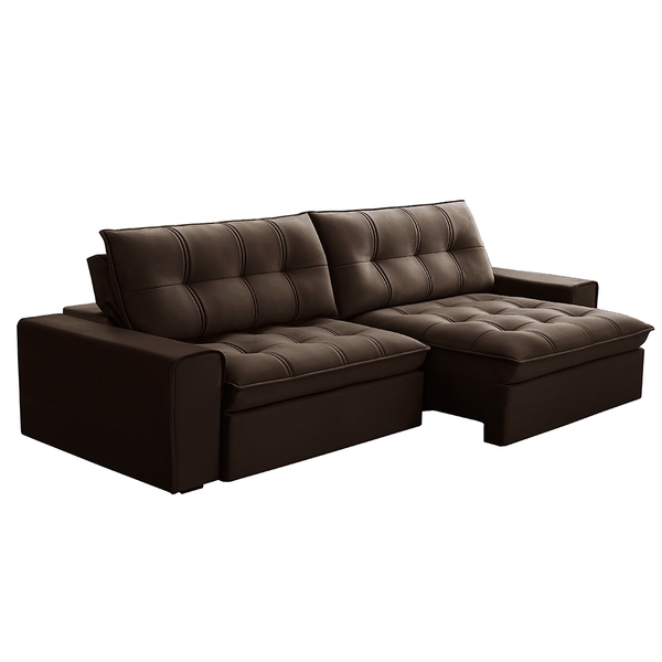 Sofá Retrátil E Reclinável 4 Lugares 250cm Tartt Veludo Marro