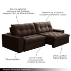 Sofá Retrátil E Reclinável 4 Lugares 250cm Tartt Veludo Marro