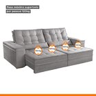 Sofá Retrátil E Reclinável 4 Lugares 250cm Tato  Veludo Cinza