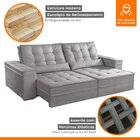 Sofá Retrátil E Reclinável 4 Lugares 250cm Tato  Veludo Cinza