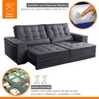 Sofá Retrátil E Reclinável 4 Lugares 250cm Tato  Veludo Grafi