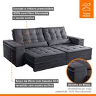 Sofá Retrátil E Reclinável 4 Lugares 250cm Tato  Veludo Grafi