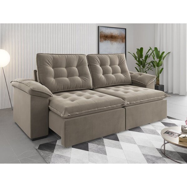 Sofá Retrátil E Reclinável 4 Lugares 250cm Veludo Detroit Pér
