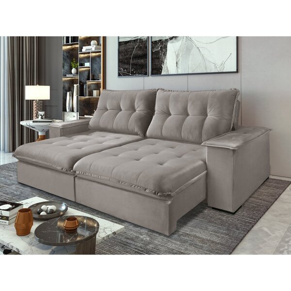 Sofá Retrátil E Reclinável 4 Lugares 250cm Veludo Guaxupé Be